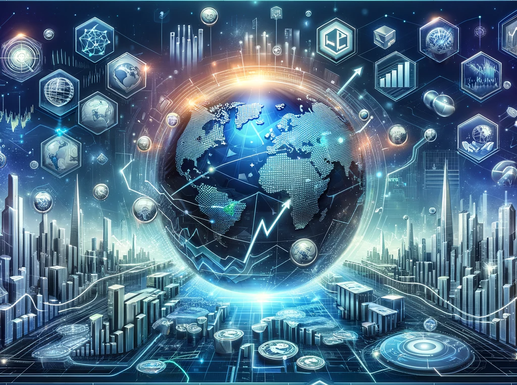 Illustration of Active ETFs with elements representing portfolio management and diverse investment strategies.