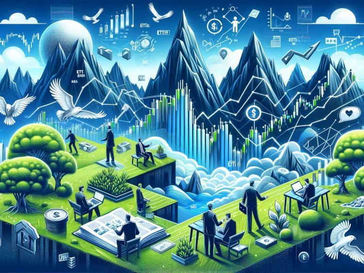 Futuristic depiction of trends in Active ETFs, showing AI analytics and global market connections.